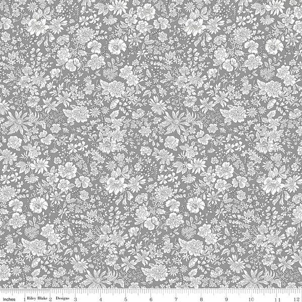 A closeup shot of the quilting fabric pattern called Lead, part of Liberty Fabric's Emily Belle fabric collection by Riley Blake. SKU is 01666429A.