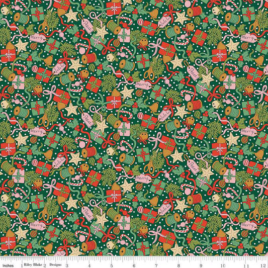 Festive Gifting quilting fabric, part of the Festive Greetings fabric collection by Liberty Fabrics (SKU: 01667433A)