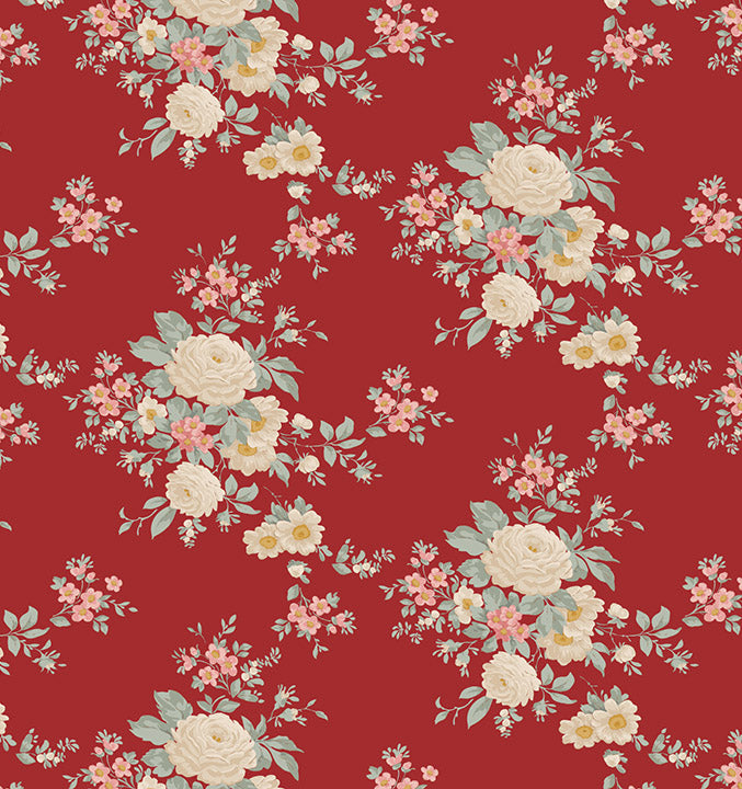 Carol Burgundy quilting fabric, part of the Merry Little Christmas fabric collection by Tilda Fabrics (SKU: TIL100622)