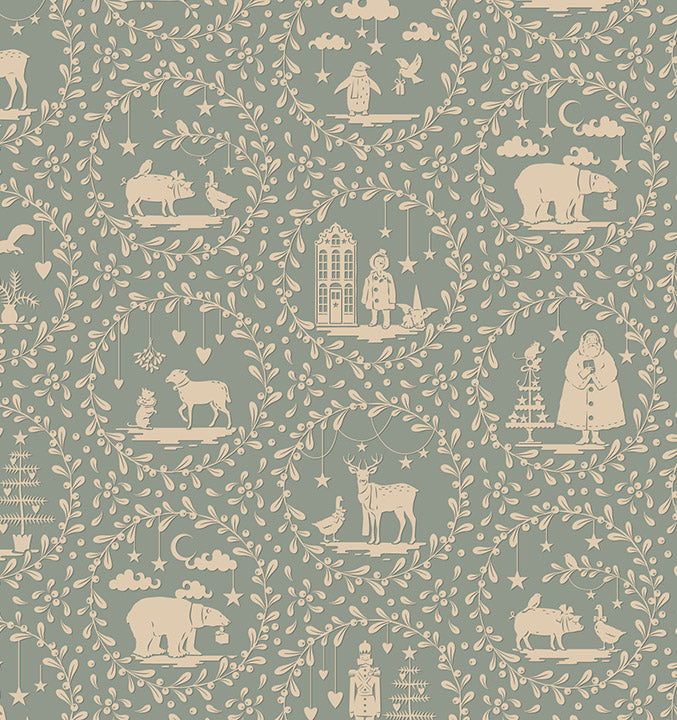 Paperscenes Duckegg quilting fabric, part of the Merry Little Christmas fabric collection by Tilda Fabrics (SKU: TIL100629)