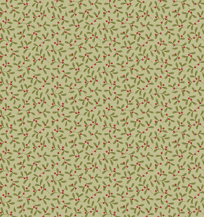 Mistletoe Pistachio quilting fabric, part of the Merry Little Christmas fabric collection by Tilda Fabrics (SKU: TIL100633)