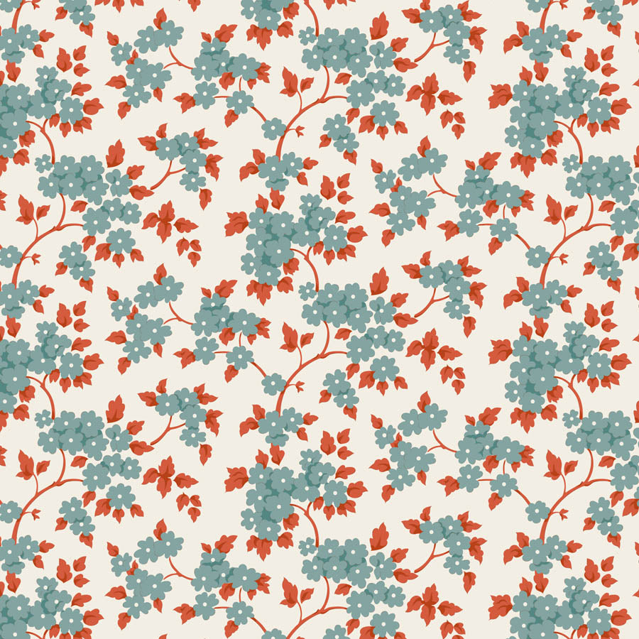 Ruth Teal quilting fabric, part of the Village Life fabric collection by Tilda Fabrics (SKU: TIL100686)
