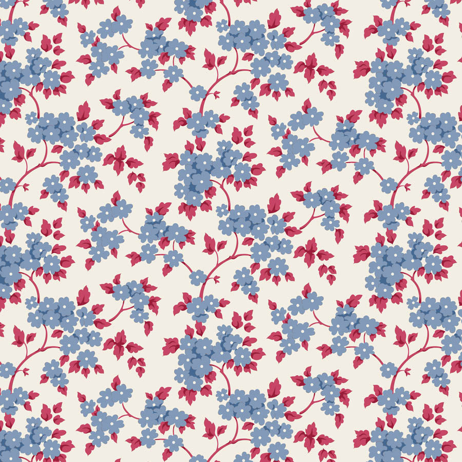 Ruth Blue quilting fabric, part of the Village Life fabric collection by Tilda Fabrics (SKU: TIL100696)