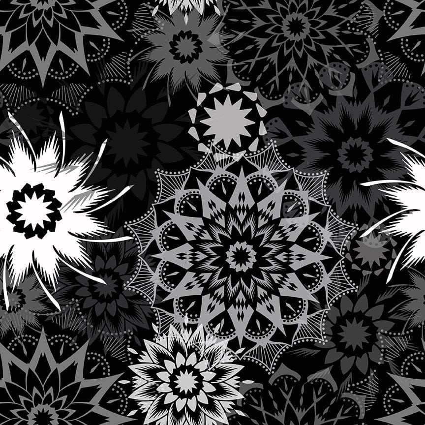 Silhouette Large Stars in Noir quilting fabric, part of the Colorstock fabric collection by Judy and Judel Niemeyer (SKU: JN-CD2973 NOIR)