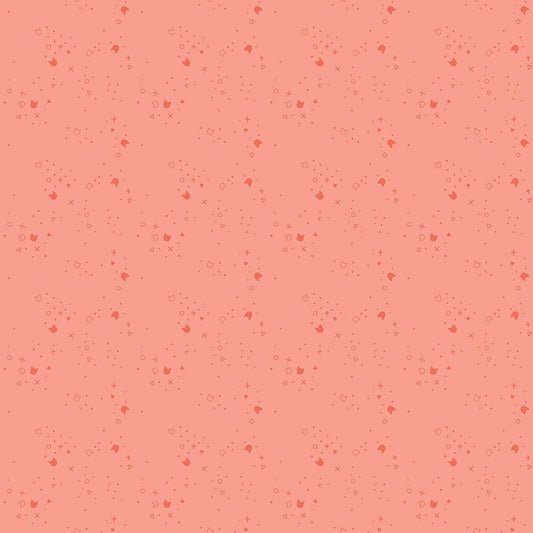 Kitty Litter Blender quilting fabric in salmon, part of the Kitty Litter fabric collection by Pammie Jane (SKU: STELLA-DPJ3000 SALMON)