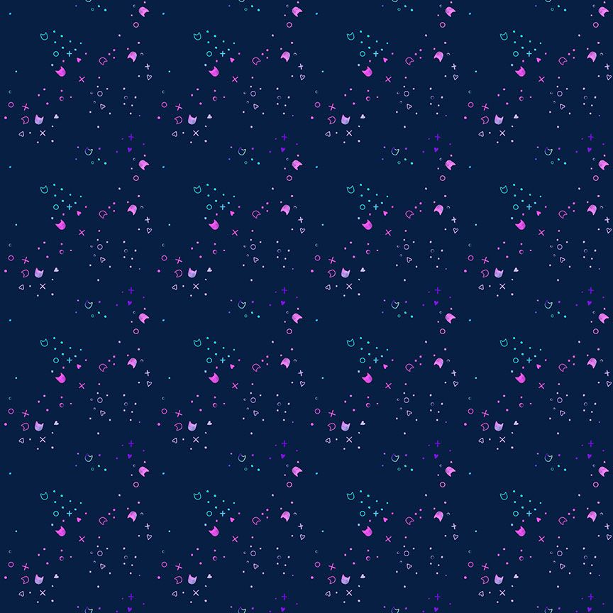 Kitty Litter Blender in Space quilting fabric, part of the Kitty Litter fabric collection by Pammie Jane (SKU: STELLA-DPJ3000 SPACE)
