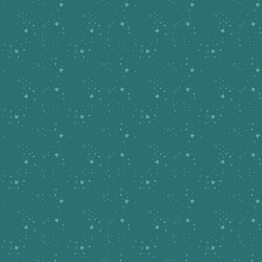 Kitty Litter Blender in Teal quilting fabric, part of the Kitty Litter fabric collection by Pammie Jane (SKU: STELLA-DPJ3000 TEAL)