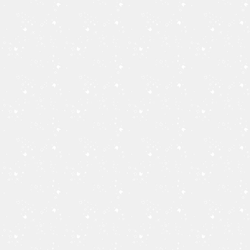 Kitty Litter Blender quilting fabric in white, part of the Kitty Litter fabric collection by Pammie Jane (SKU: STELLA-DPJ3000 WHITE)