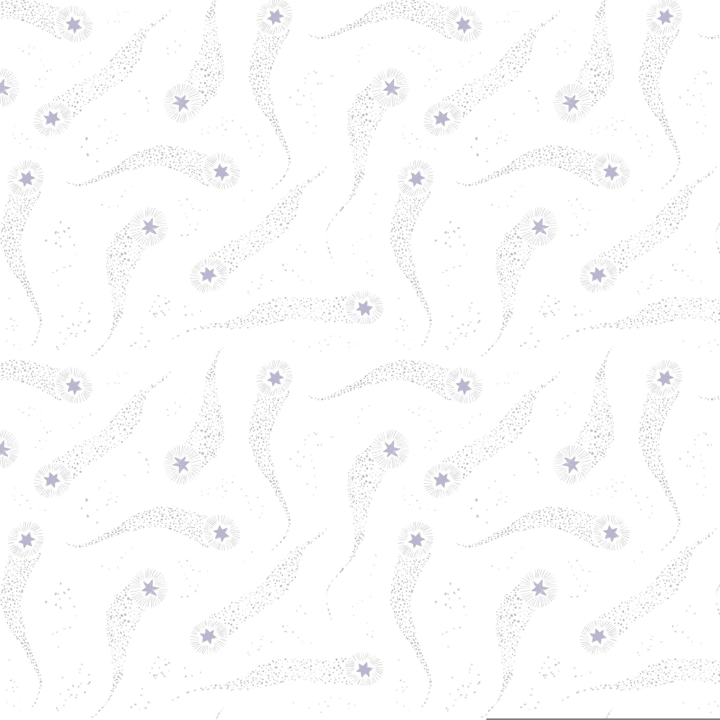 Comets in White quilting fabric, part of the Fairy Solstice fabric collection by Rae Ritchie (SKU: STELLA-DRR3363 WHITE)