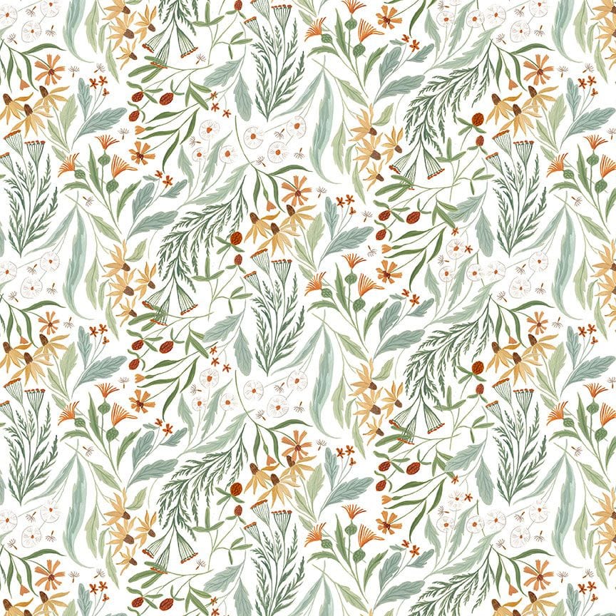 Spring Field in White quilting fabric, part of the Country Mouse fabric collection by Rae Ritchie (SKU: STELLA-DRR3253 WHITE)
