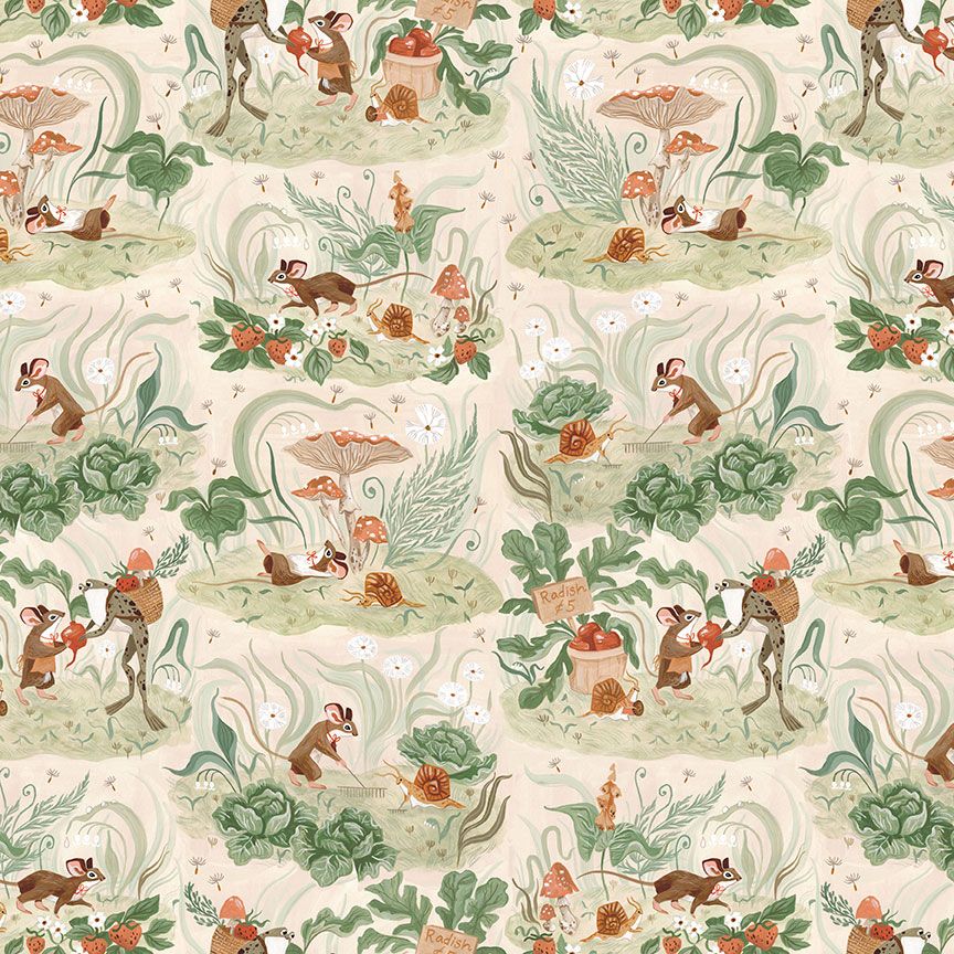 Country Mouse in Vanilla quilting fabric, part of the Country Mouse fabric collection by Rae Ritchie (SKU: STELLA-DRR3256 VANILLA)
