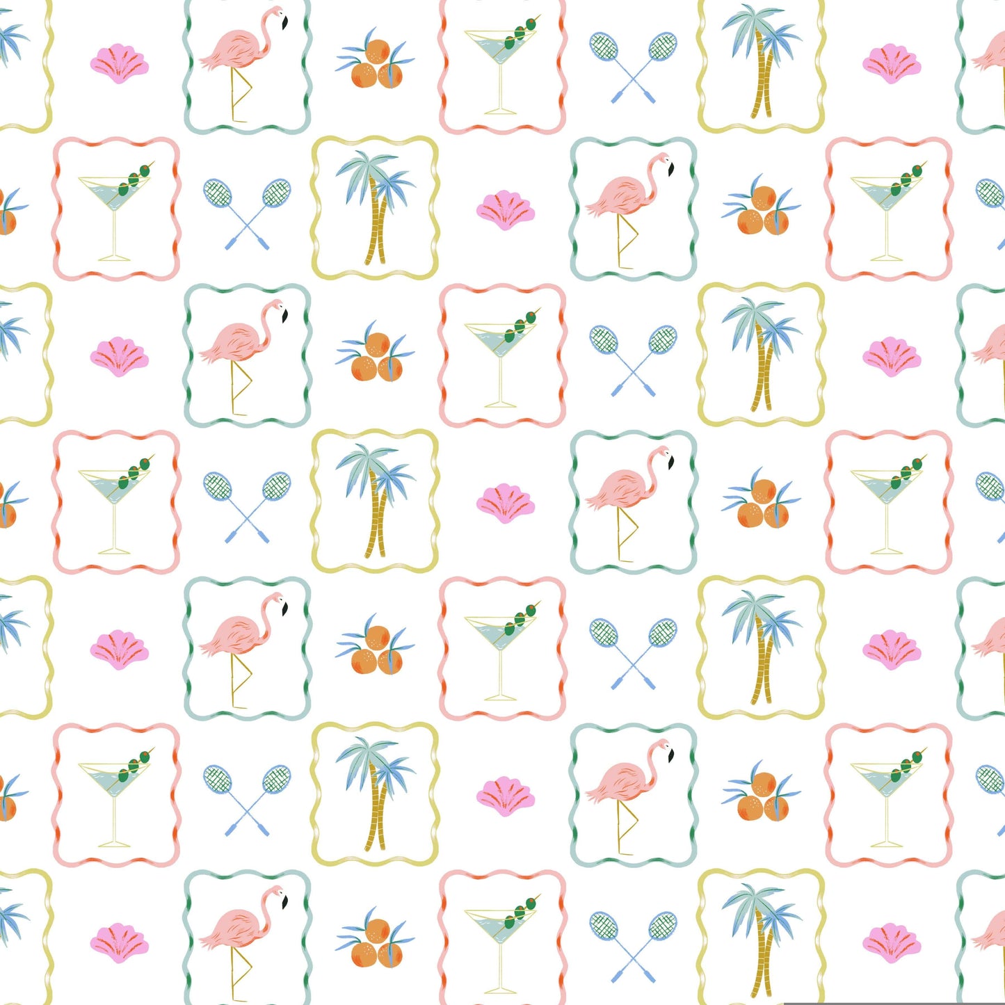 Sunshine State quilting fabric, part of the Paradise Royale fabric collection by Faye Guanipa (SKU: STELLA-DFG3397 WHITE)