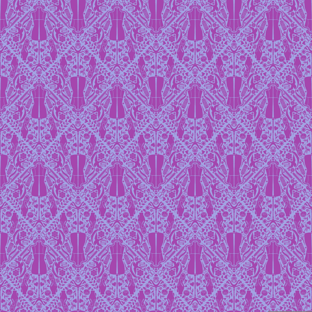 You Got The Notion in Orchid quilting fabric, part of the Quilty Helpurrs fabric collection by Pammie Jane (SKU: STELLA-DPJ3351 ORCHID)