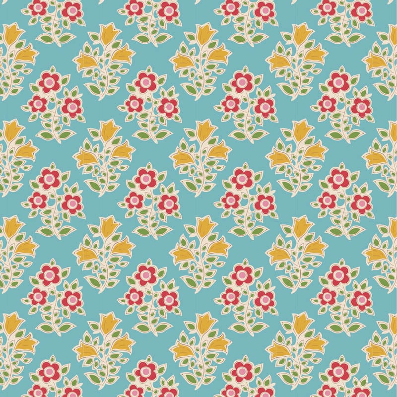Jubilee - Farm Flowers in Teal - 110103 - Half Yard