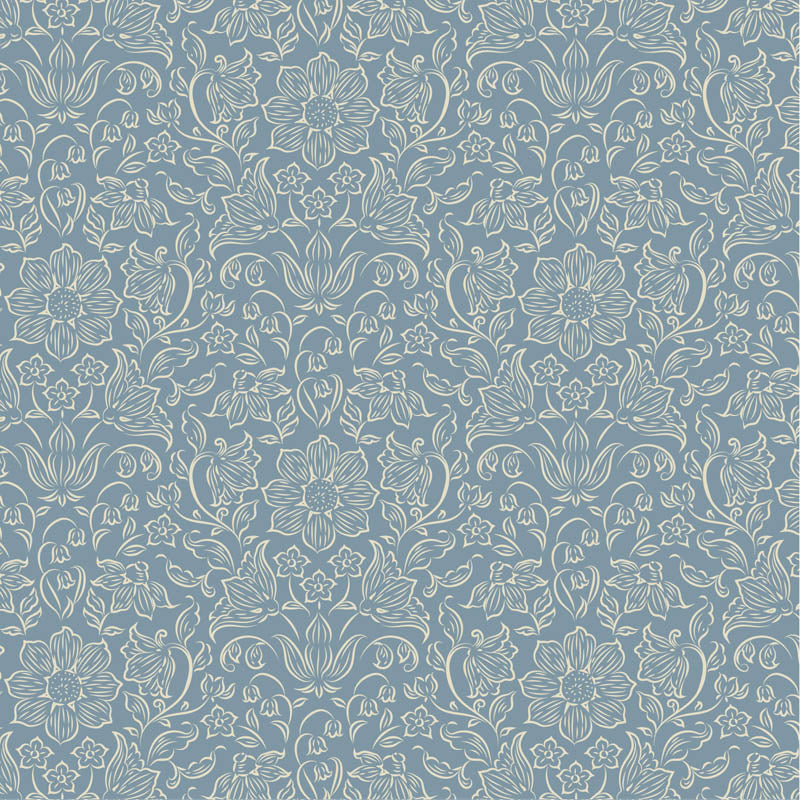 Lila Blue quilting fabric, part of the Songbird fabric collection from Tilda Fabrics (SKU: TIL110158)