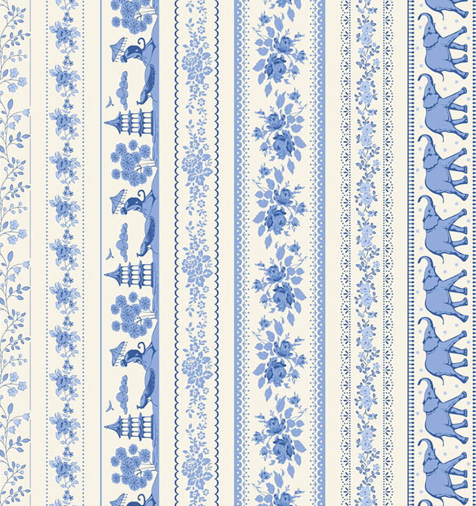 Borders Blue quilting fabric, part of the Something Blue fabric collection by Tilda Fabrics (SKU: TIL110170)