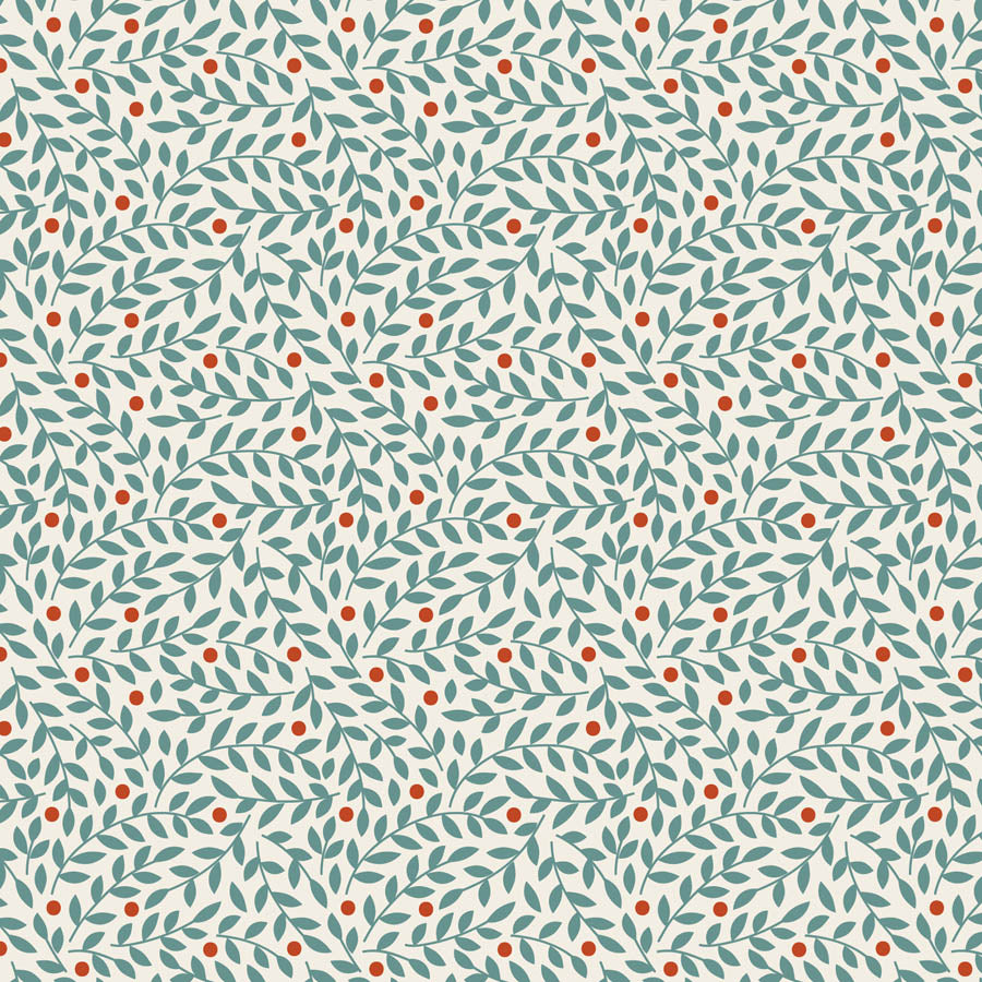 Lillian Teal quilting fabric, part of the Village Life fabric collection by Tilda Fabrics (SKU: TIL110177)