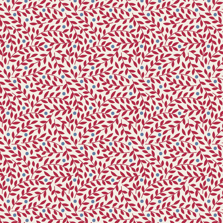 Lillian Burgundy quilting fabric, part of the Village Life fabric collection by Tilda Fabrics (SKU: TIL110182)