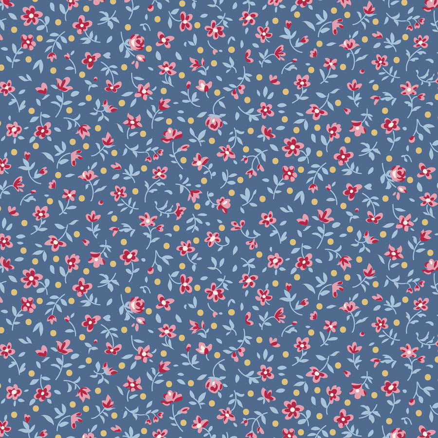 Mae Blue quilting fabric, part of the Village Life fabric collection by Tilda Fabrics (SKU: TIL110185)