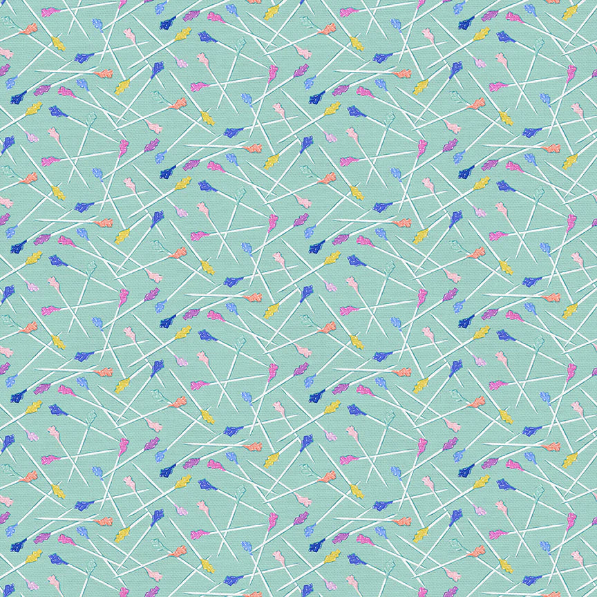 Cotton quilting fabric pattern called 'Toothpicks in Multi'. Part of the 'Pampered Pets' fabric collection. Designed by PBS Collection for fabric company Paintbrush Studio. SKU: 120-24392. 44-45 inch width.