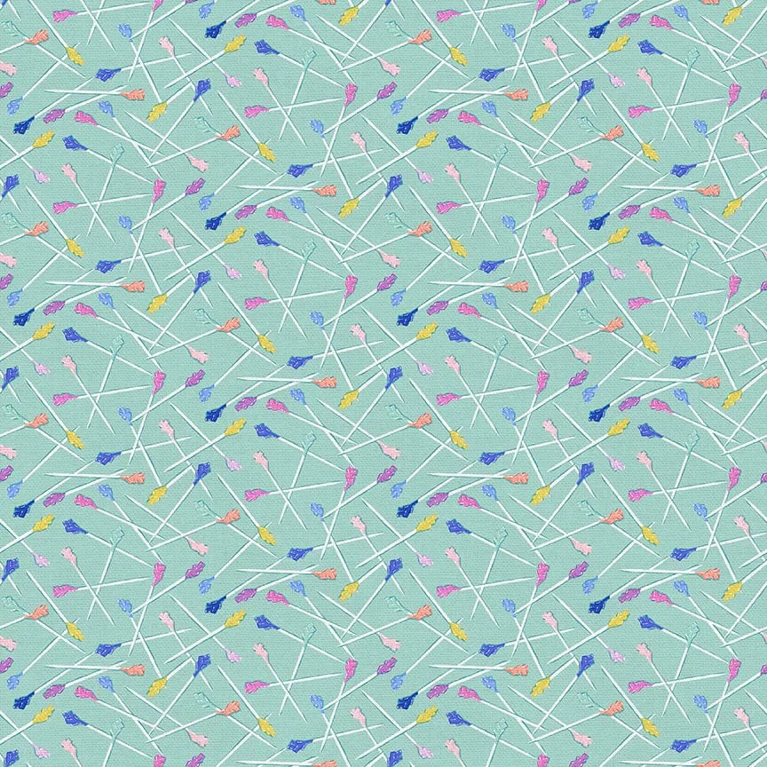 Cotton quilting fabric pattern called 'Toothpicks in Multi'. Part of the 'Pampered Pets' fabric collection. Designed by PBS Collection for fabric company Paintbrush Studio. SKU: 120-24392. 44-45 inch width.