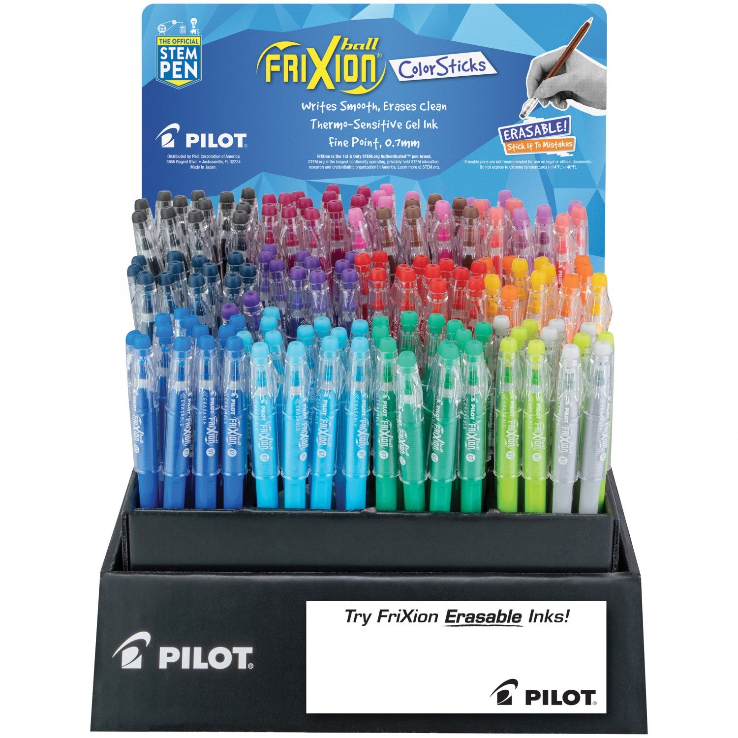 Pilot, FriXion ColorSticks Erasable Gel Ink Pens, Fine Point 0.7 mm, Pack  of 10, Assorted Colors