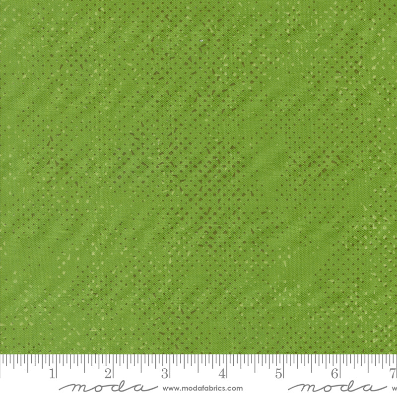 Cotton quilting fabric pattern called 'Spotted in Fresh Grass'. Part of the 'Olive You' fabric collection. Designed by Zen Chic for fabric company MODA. SKU: 1660 231. 44-45 inch width.