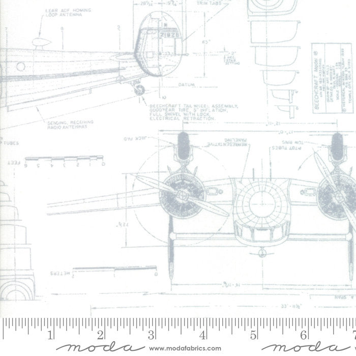 Modern Background More Paper - Dressmaker in White Grey - 1670 12 - Half Yard