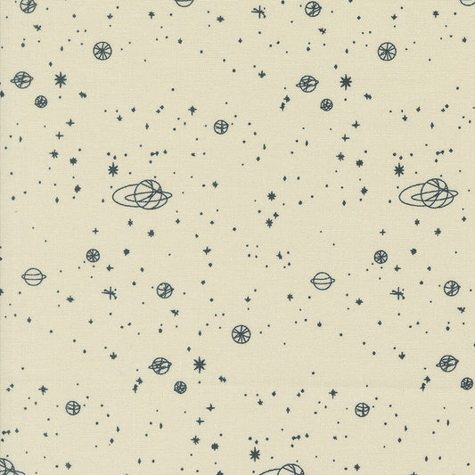 Cotton quilting fabric pattern called 'Milky Way in Eggshell'. Part of the 'Still More Paper' fabric collection. Designed by Zen Chic for fabric company MODA. SKU: 1874 14. 44-45 inch width.