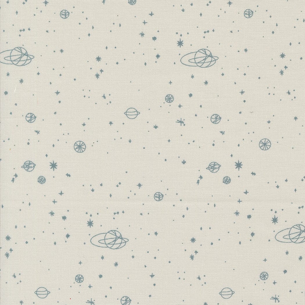 Cotton quilting fabric pattern called 'Milky Way in Fog'. Part of the 'Still More Paper' fabric collection. Designed by Zen Chic for fabric company MODA. SKU: 1874 15. 44-45 inch width.