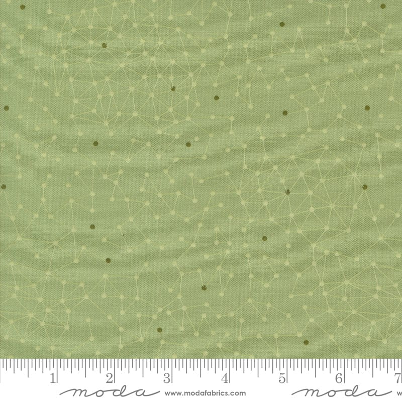 Cotton quilting fabric pattern called 'Net in Sage'. Part of the 'Olive You' fabric collection. Designed by Zen Chic for fabric company MODA. SKU: 1881 17. 44-45 inch width.