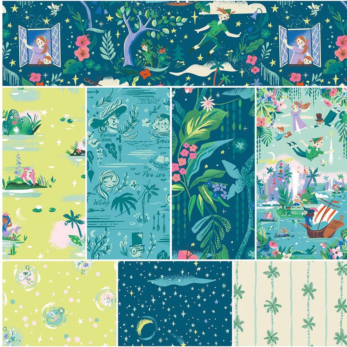 Forever Neverland Full Yard Bundle, 8 Pieces {in Night} - by Jill Howarth