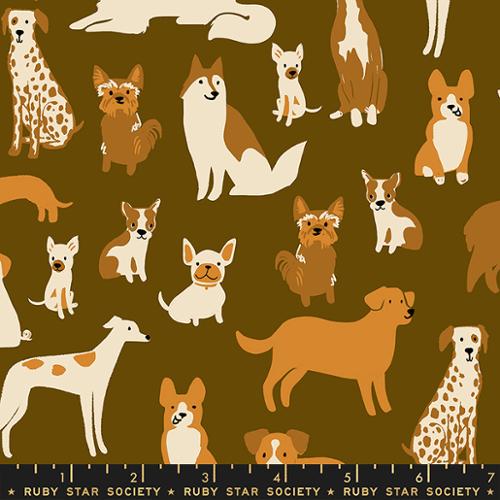 PREORDER - Dog Park - Dog Medley in Cocoa - RS2094 15 - Half Yard