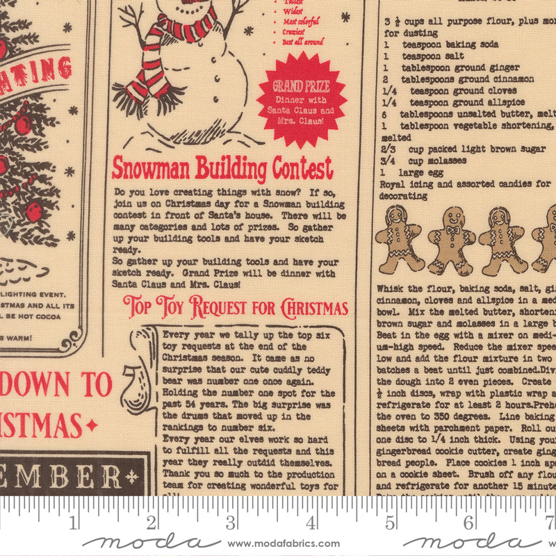 North Pole News in Midnight quilting fabric, part of the Holiday Cheer fabric collection by Stacy Iest Hsu (SKU: 20970 21)