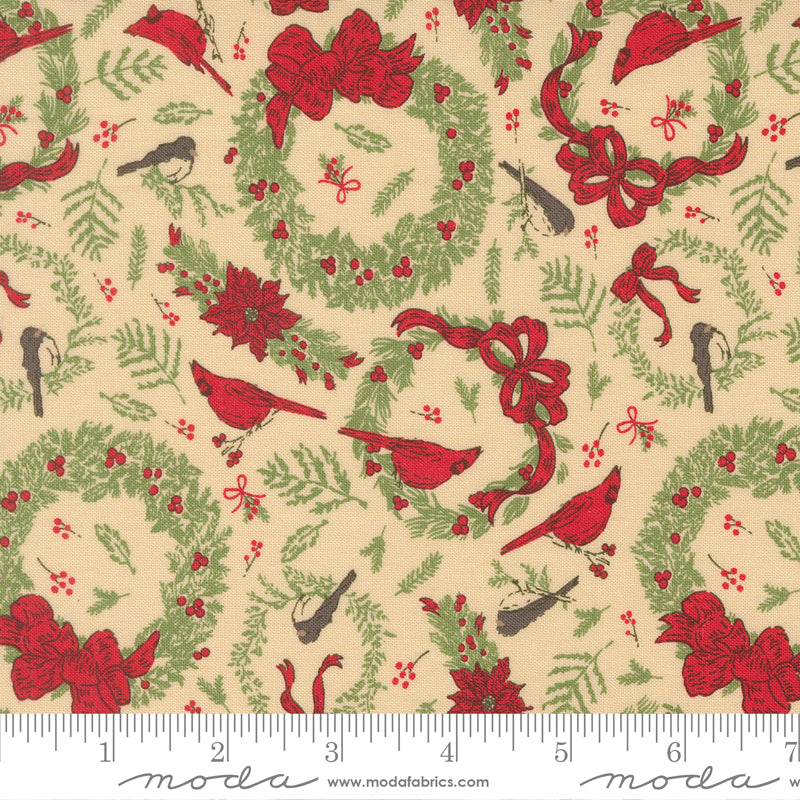 Deck the Halls in Natural quilting fabric, part of the Holiday Cheer fabric collection by Stacy Iest Hsu (SKU: 20973 11)