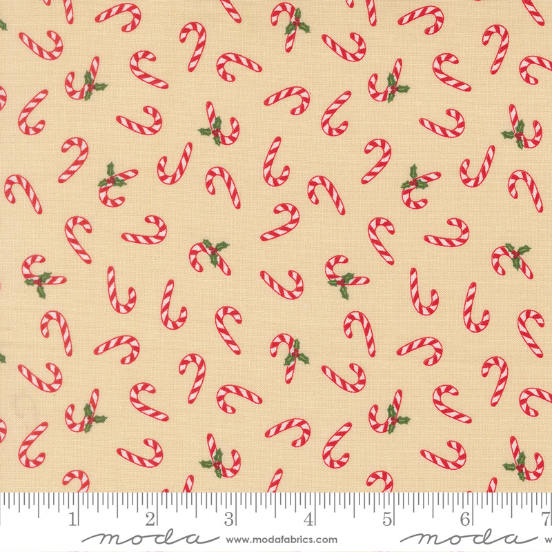 Candy Cane in Natural quilting fabric, part of the Holiday Cheer fabric collection by Stacy Iest Hsu (SKU: 20975 11)