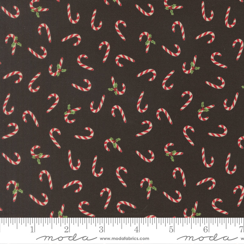 Candy Cane in Midnight quilting fabric, part of the Holiday Cheer fabric collection by Stacy Iest Hsu (SKU: 20975 20)
