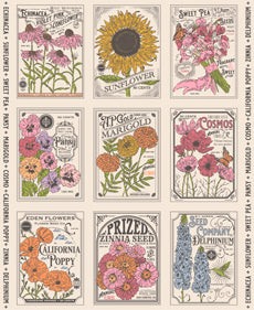 Vintage Seed Packet Panel - My Secret Garden by Stacy Iest Hsu - 36" x 44" Fabric Panel