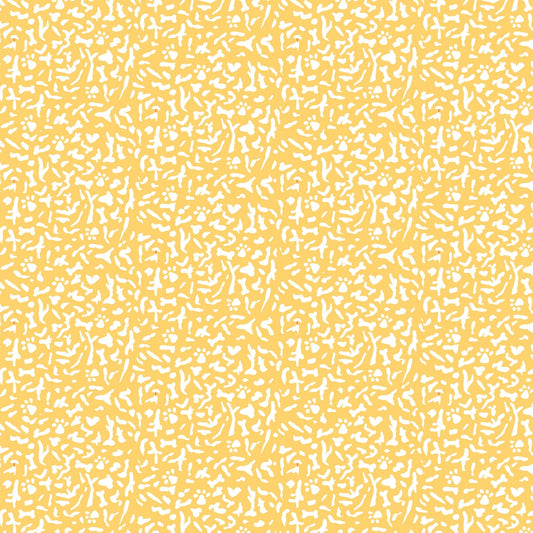 Cotton quilting fabric pattern called 'K9 Composition Book in Yellow'. Part of the 'Teacher's Pet' fabric collection. Designed by Krissy Mast for fabric company Cloud 9 Fabrics. SKU: 227500. 44-45 inch width.