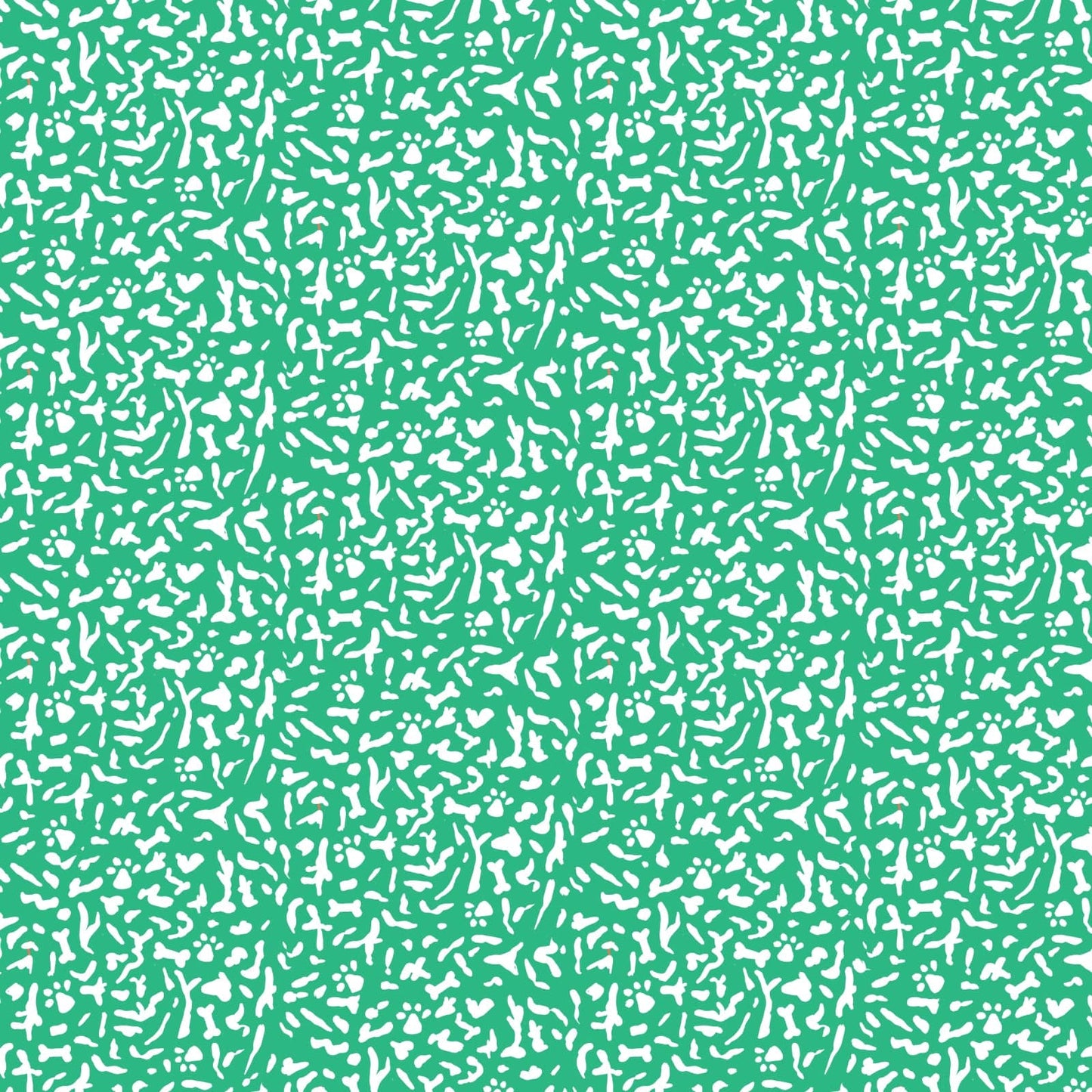 Cotton quilting fabric pattern called 'K9 Composition Book in Green'. Part of the 'Teacher's Pet' fabric collection. Designed by Krissy Mast for fabric company Cloud 9 Fabrics. SKU: 227502. 44-45 inch width.