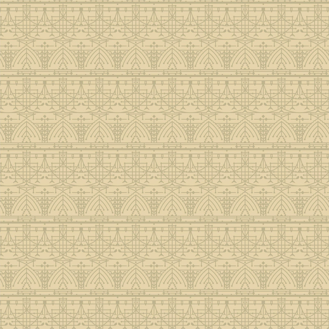 Cotton quilting fabric pattern called 'The House Beautiful Design B in Lemon White'. Part of the 'March Balloons' fabric collection. Designed by Frank Lloyd Wright Collection with Cloud 9 Fabrics for fabric company Cloud 9 Fabrics. SKU: 227545. 44-45 inch width.