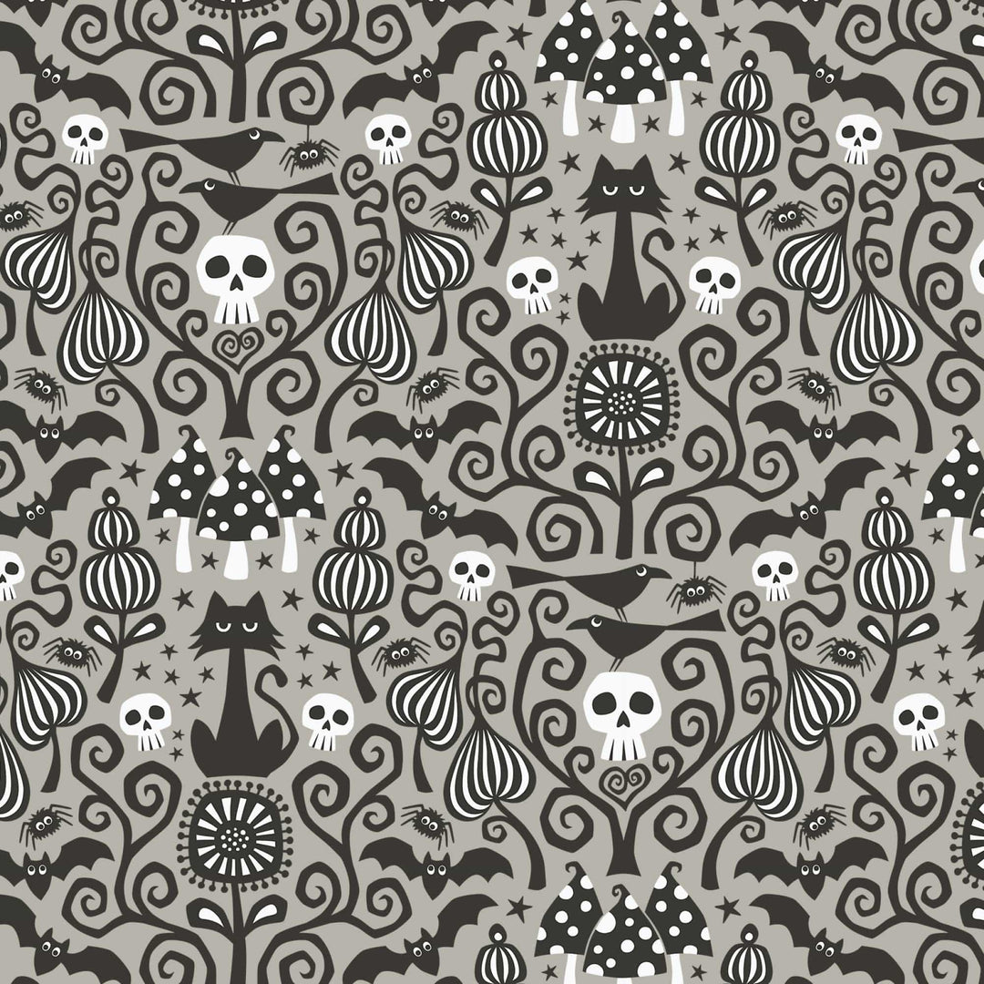 The Black Cat quilting fabric, part of the Gothic Whimsy fabric collection by Anequ Studio (SKU: 227989)
