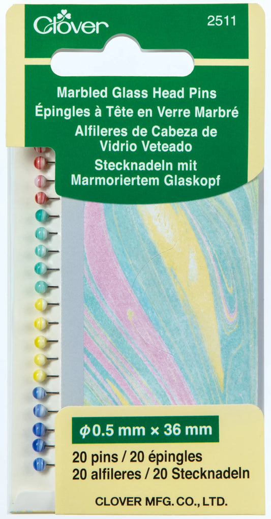 Clover - Marbled Glass Head Pins - 2511CV