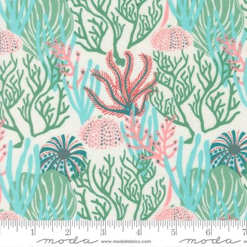 Coral Reef in Seaweed quilting fabric, part of the Reef fabric collection by Kate Spain (SKU: 27341 41)