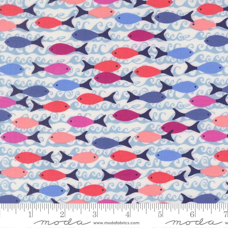 School of Fish in Marlin quilting fabric, part of the Reef fabric collection by Kate Spain (SKU: 27344 41)