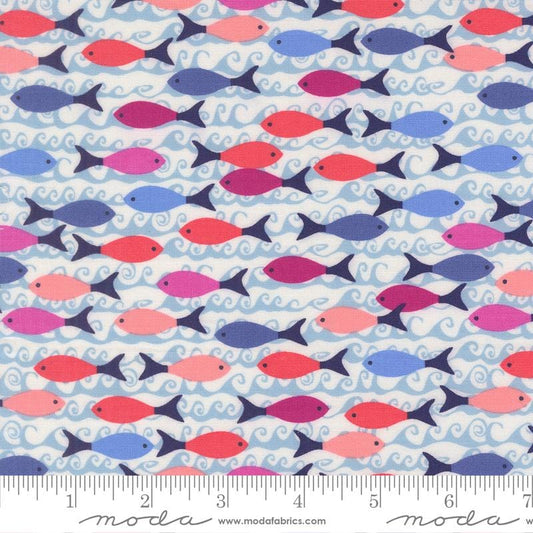 School of Fish in Marlin quilting fabric, part of the Reef fabric collection by Kate Spain (SKU: 27344 41)