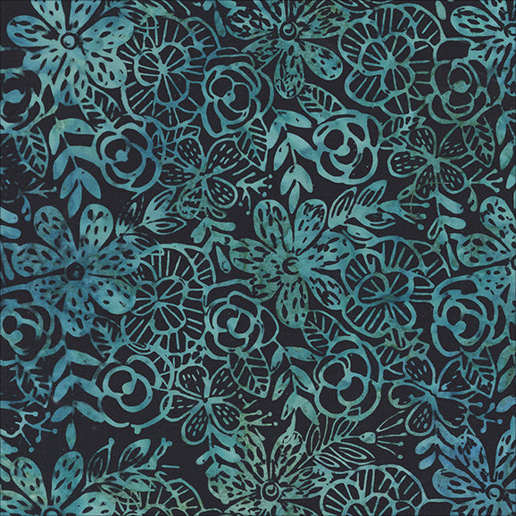 Grandeur - Etched Floral in Black - Baliscapes - 2921Q-X - Half Yard