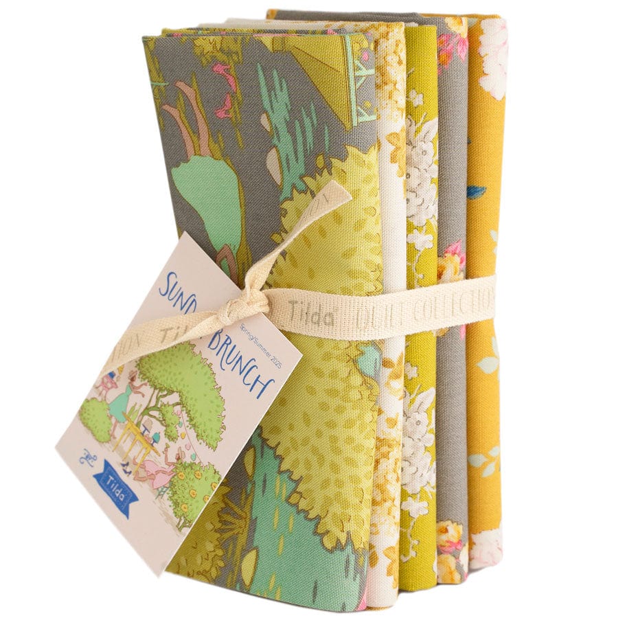 Sunday Brunch Fat Quarter Bundle {Grey/Yellow} 5 Pieces - by Tilda Fabrics