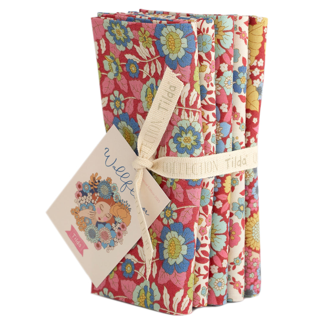 Wallflower {Burgundy/Pink} Fat Quarter Bundle by Tilda Fabrics, 5 Pieces