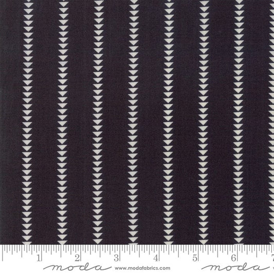 Cotton quilting fabric pattern called 'Stripe in Black'. Part of the 'Urban Cottage' fabric collection. Designed by  for fabric company Moda Fabrics. SKU: 31132 14. 44-45 inch width.